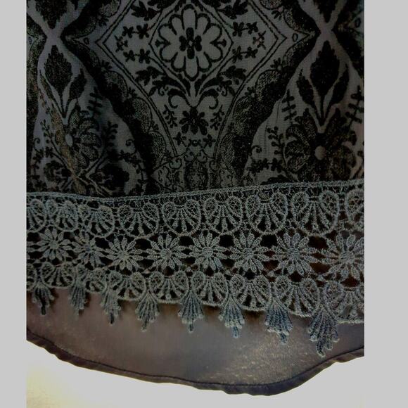 Xhileration Blouse Black Long Sleeve Velvet, Chiffon, and Lace Size Small - Picture 3 of 11